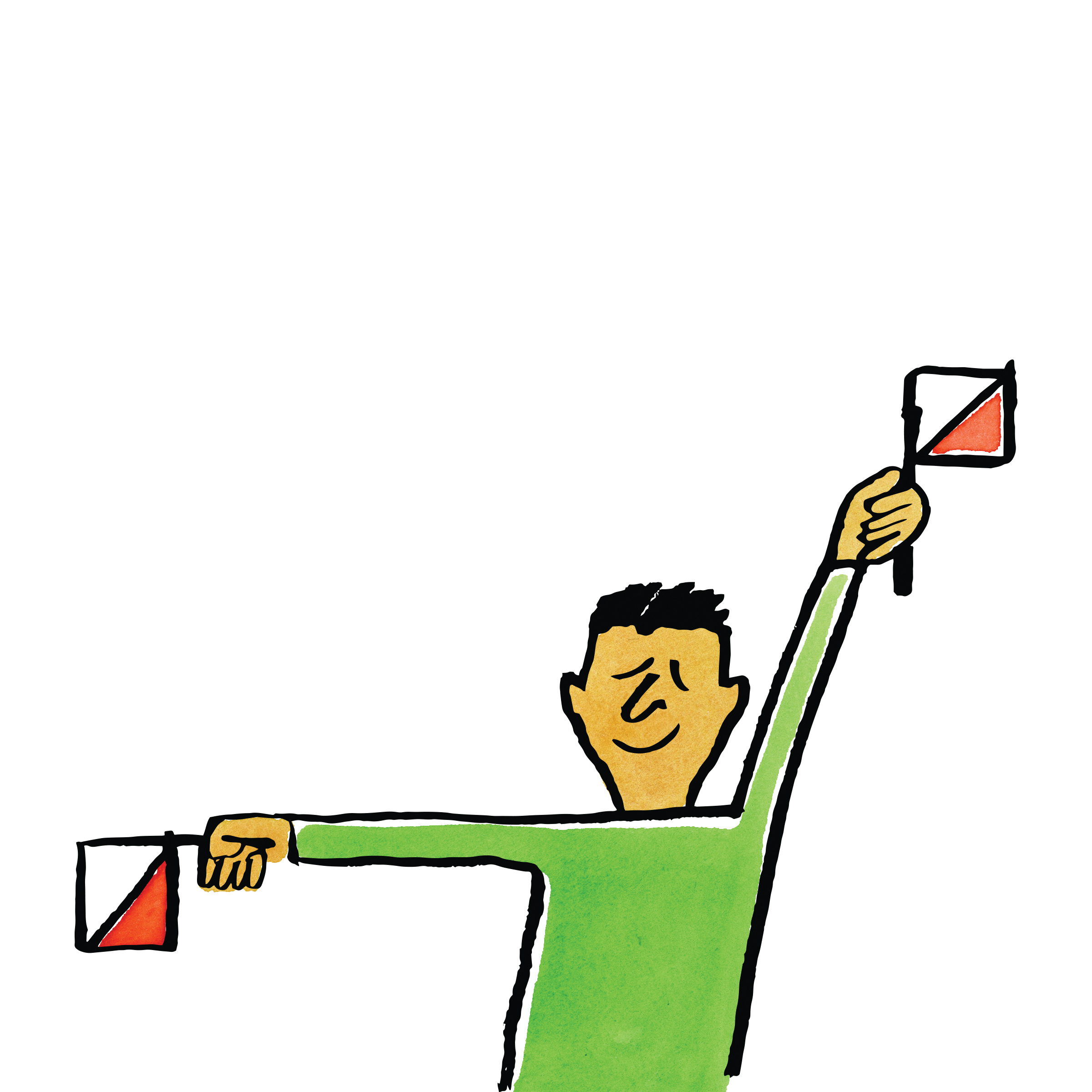 a person waving flags