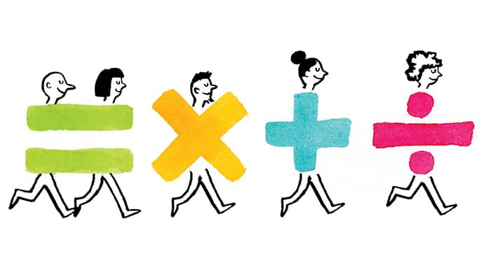 Character Illustrations with math operators for bodies